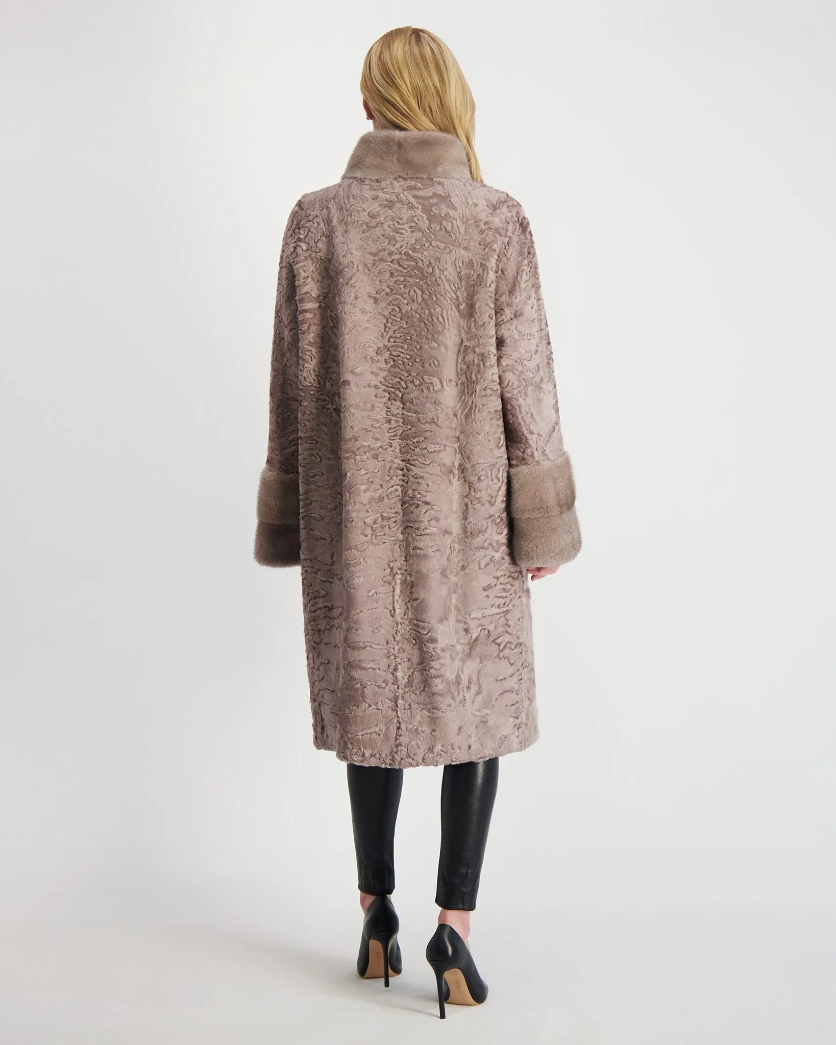 Lamb Short Coat with Mink Trim
