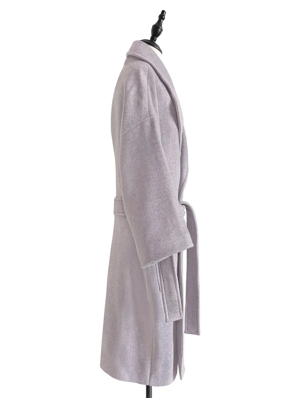 Last Chance! Lilac Relaxed Fit Luxury Woollen Belted Coat