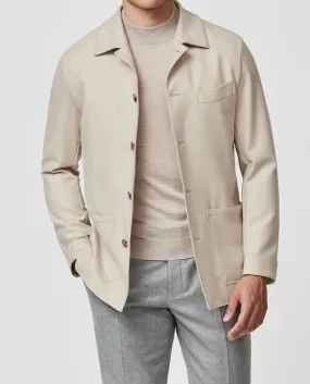 Loro Piana Jersely Sand Merino Wool Stretch Flannel