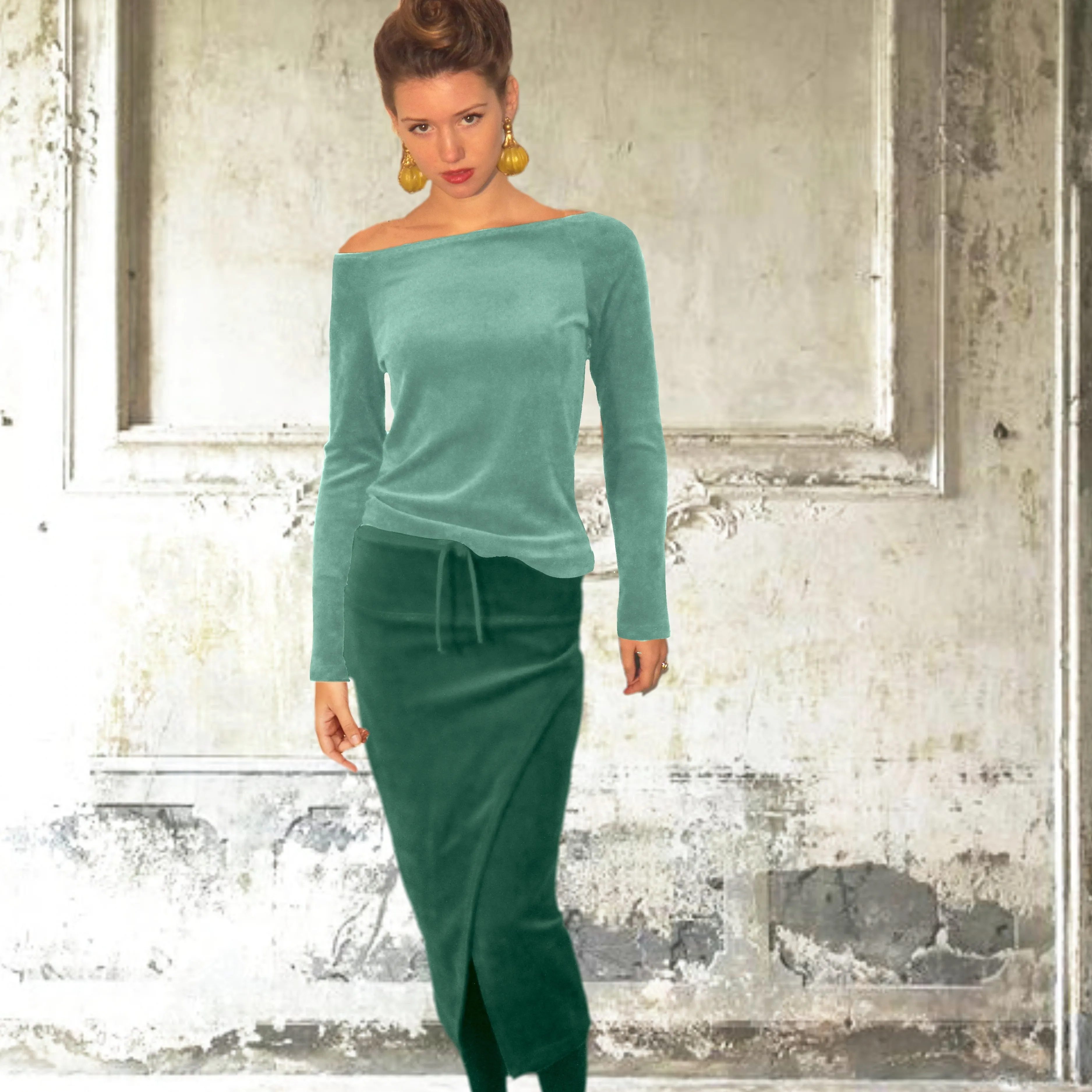 Midi koker rok van nicky velours/velvet midi pencil skirt