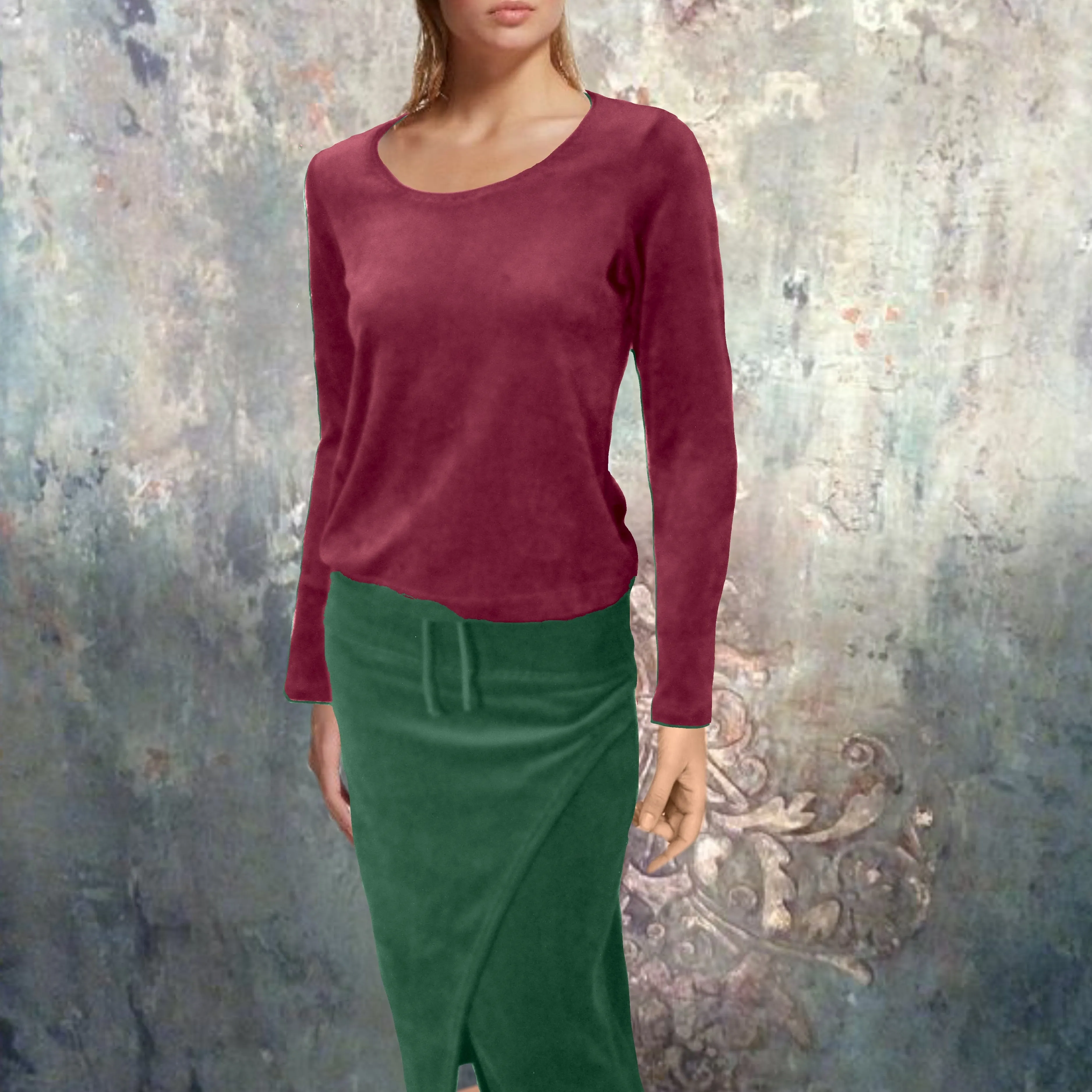 Midi koker rok van nicky velours/velvet midi pencil skirt