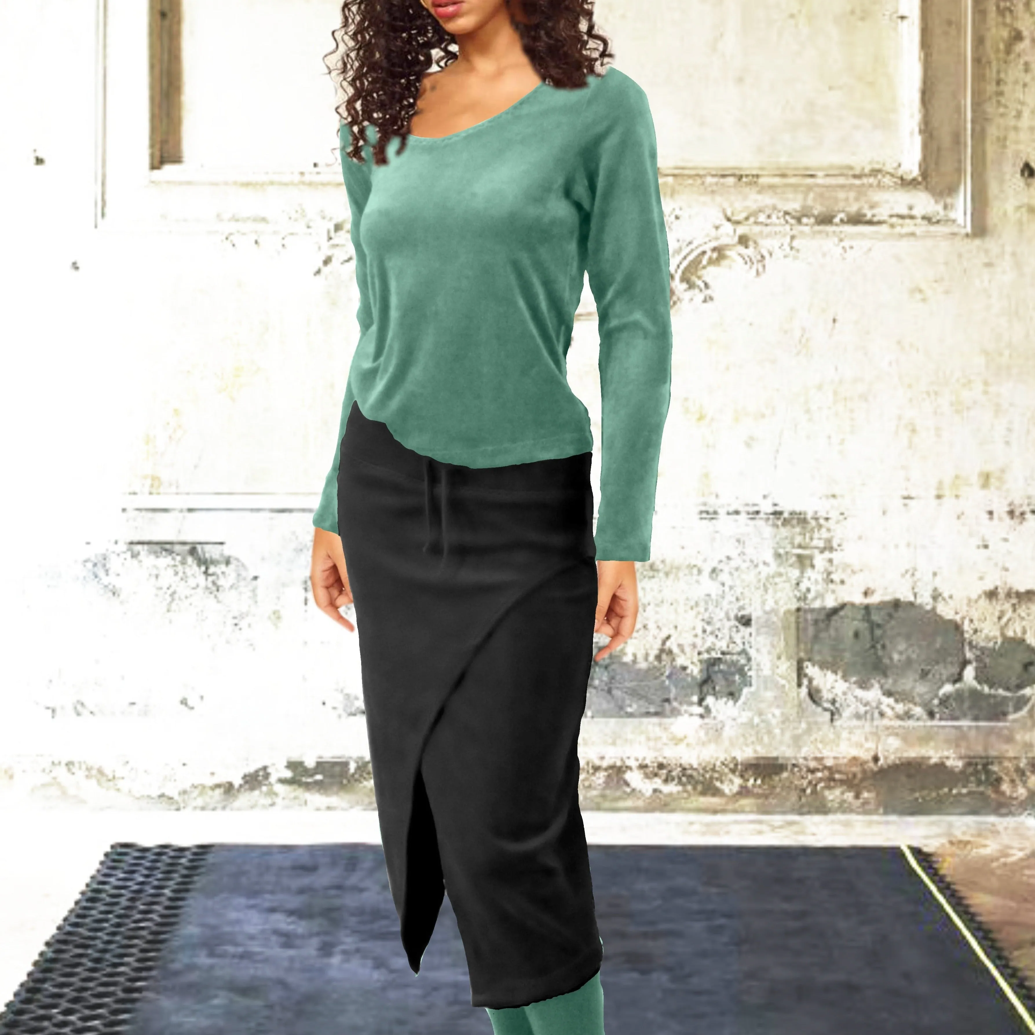 Midi koker rok van nicky velours/velvet midi pencil skirt