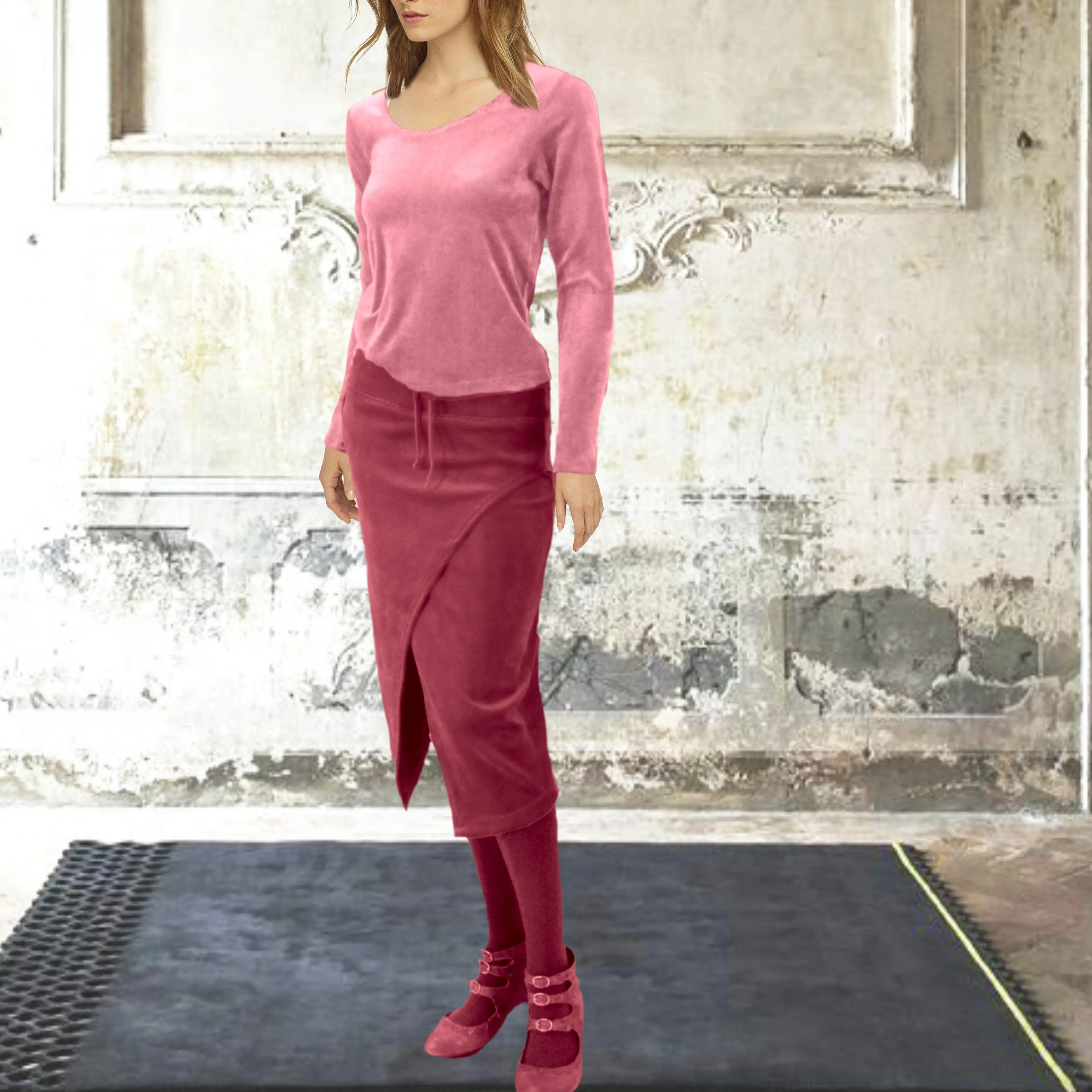 Midi koker rok van nicky velours/velvet midi pencil skirt