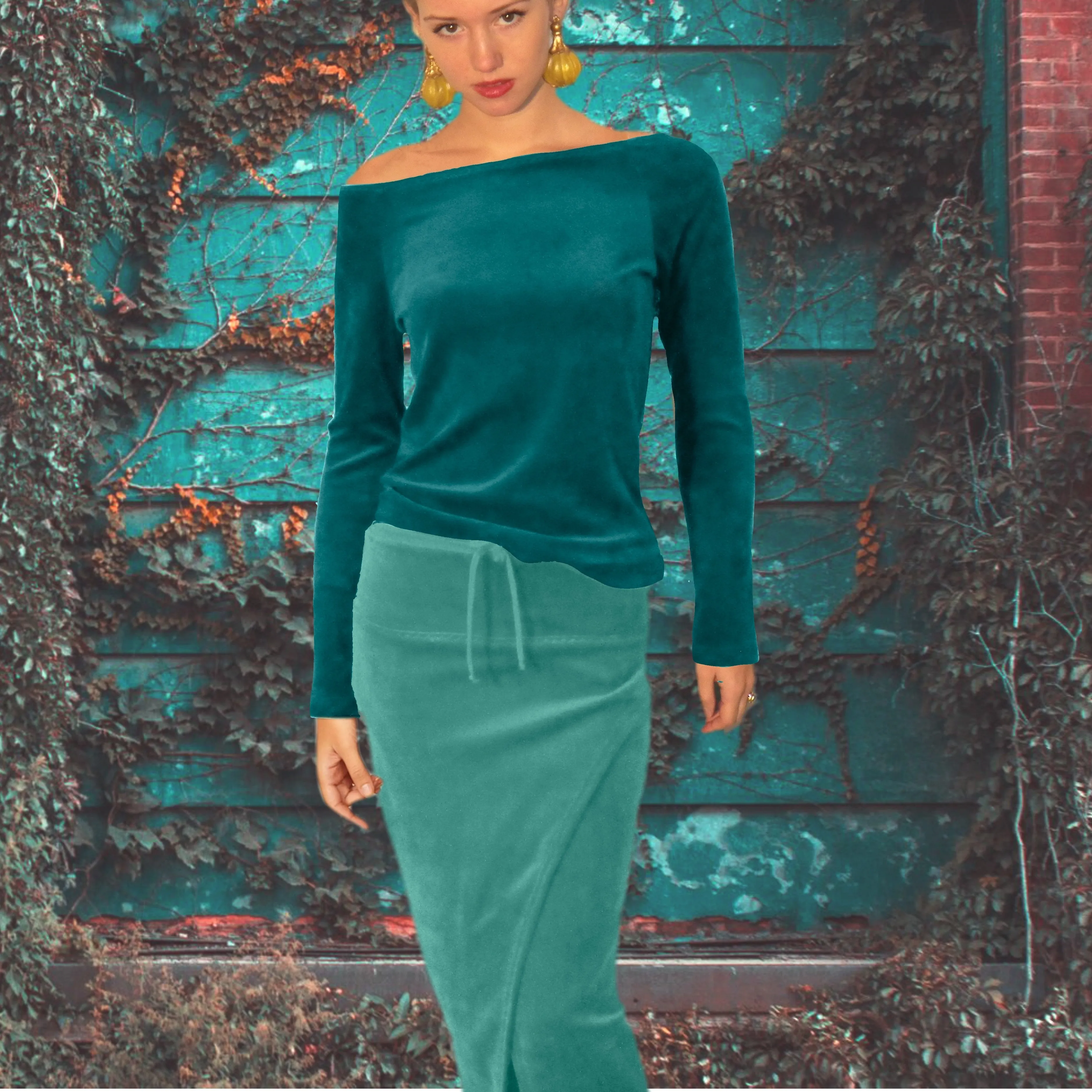 Midi koker rok van nicky velours/velvet midi pencil skirt