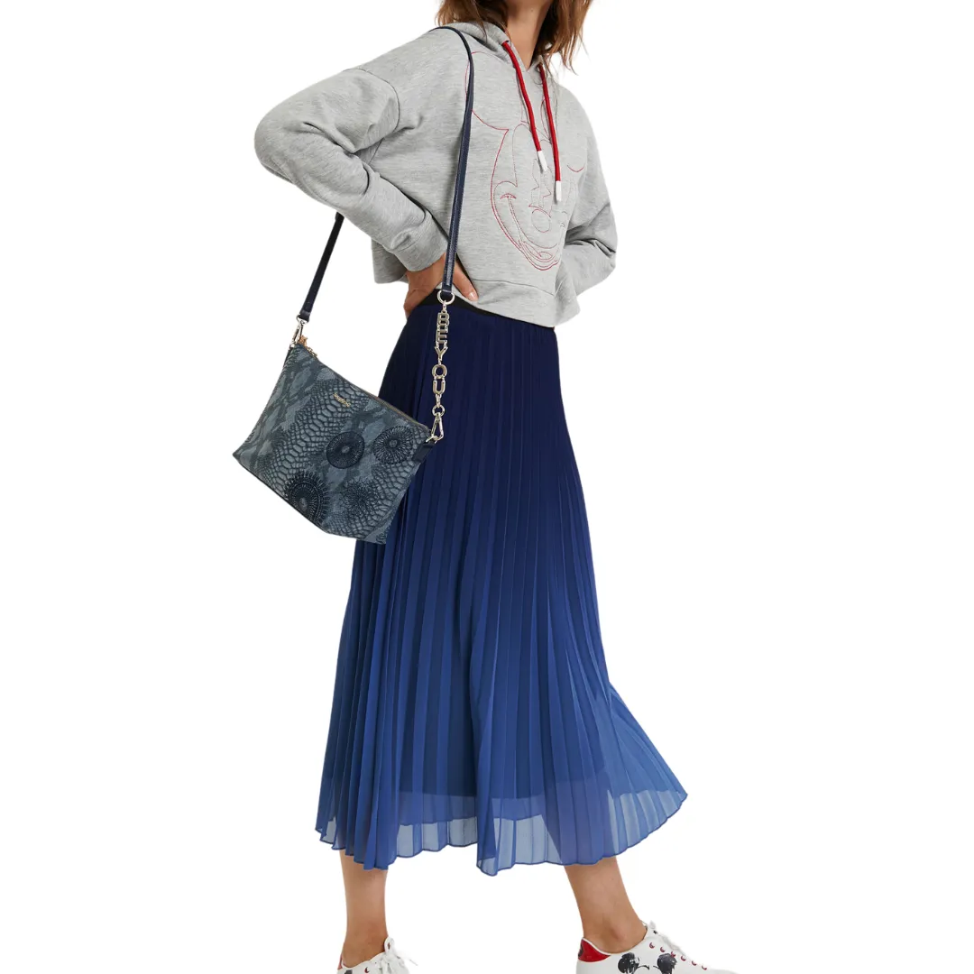 Midi Skirt Flared Pleated - Elastic Waist
