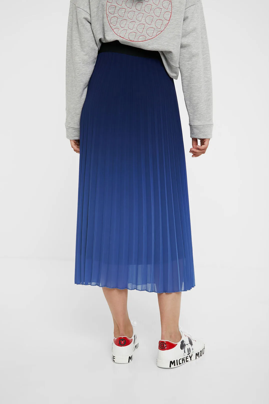 Midi Skirt Flared Pleated - Elastic Waist