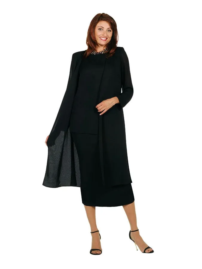 Misty Lane 13058 Georgette Coat, Shell & Skirt 3pc Set
