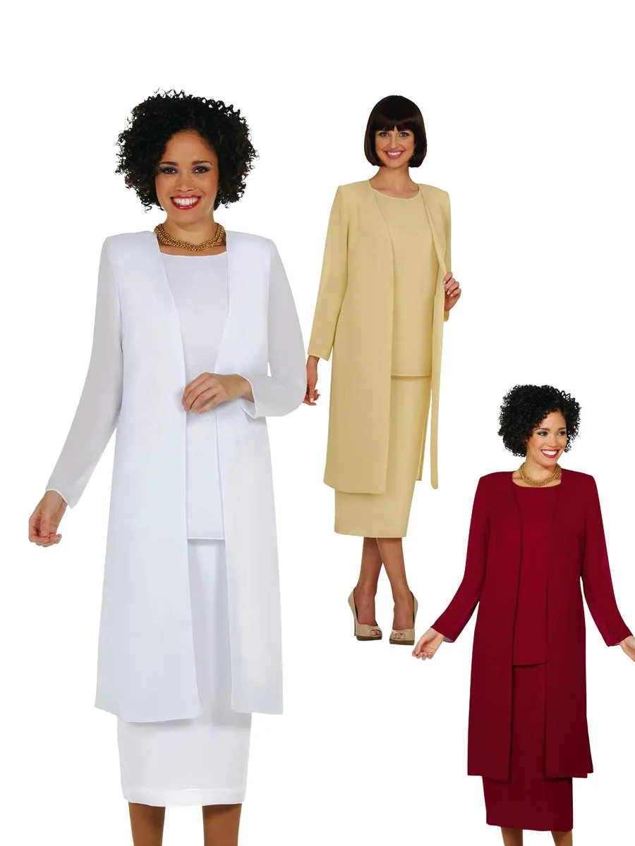 Misty Lane 13058 Georgette Coat, Shell & Skirt 3pc Set