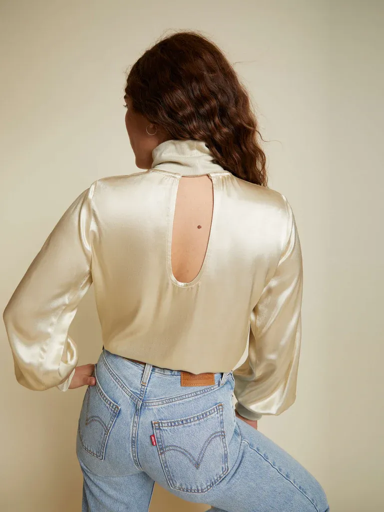 Nation LTD - Anne Feminine Turtleneck in White Chocolate