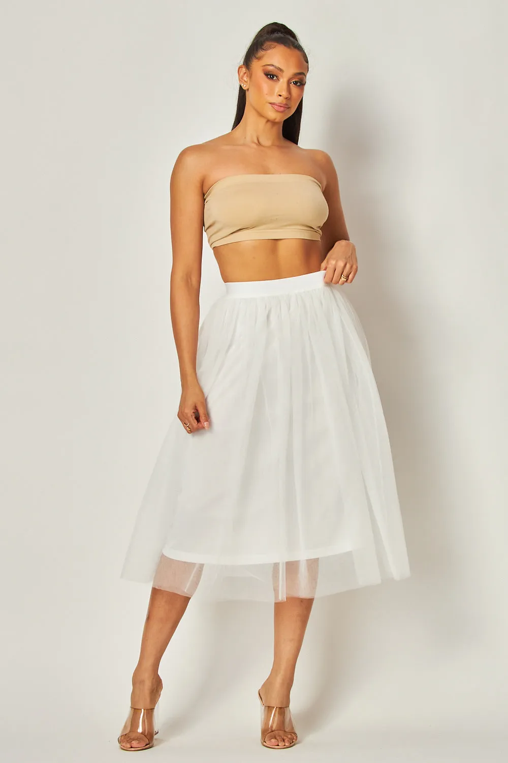 Need Your Love Mesh Midi Puff Skirt