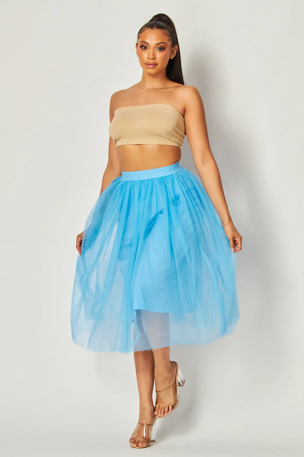 Need Your Love Mesh Midi Puff Skirt
