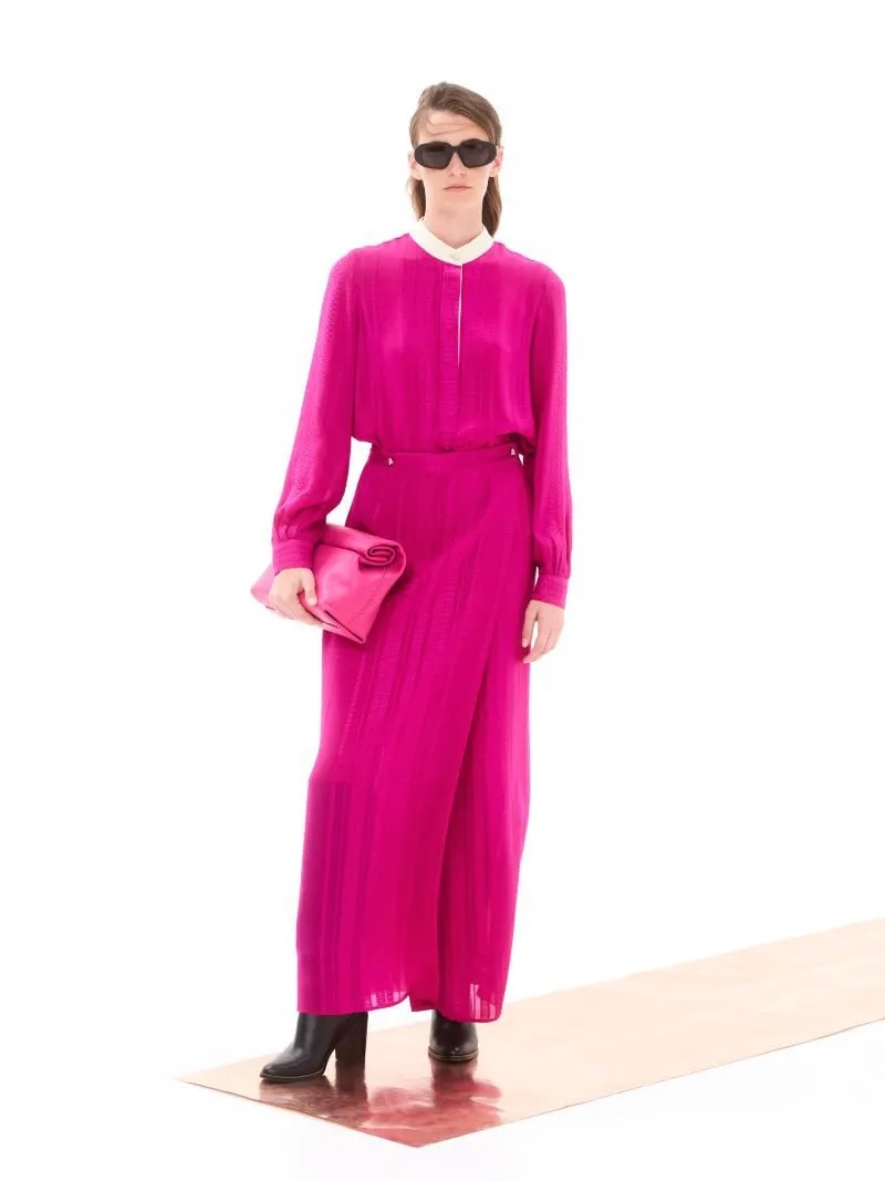 Nemea Midi Silk Skirt Magenta