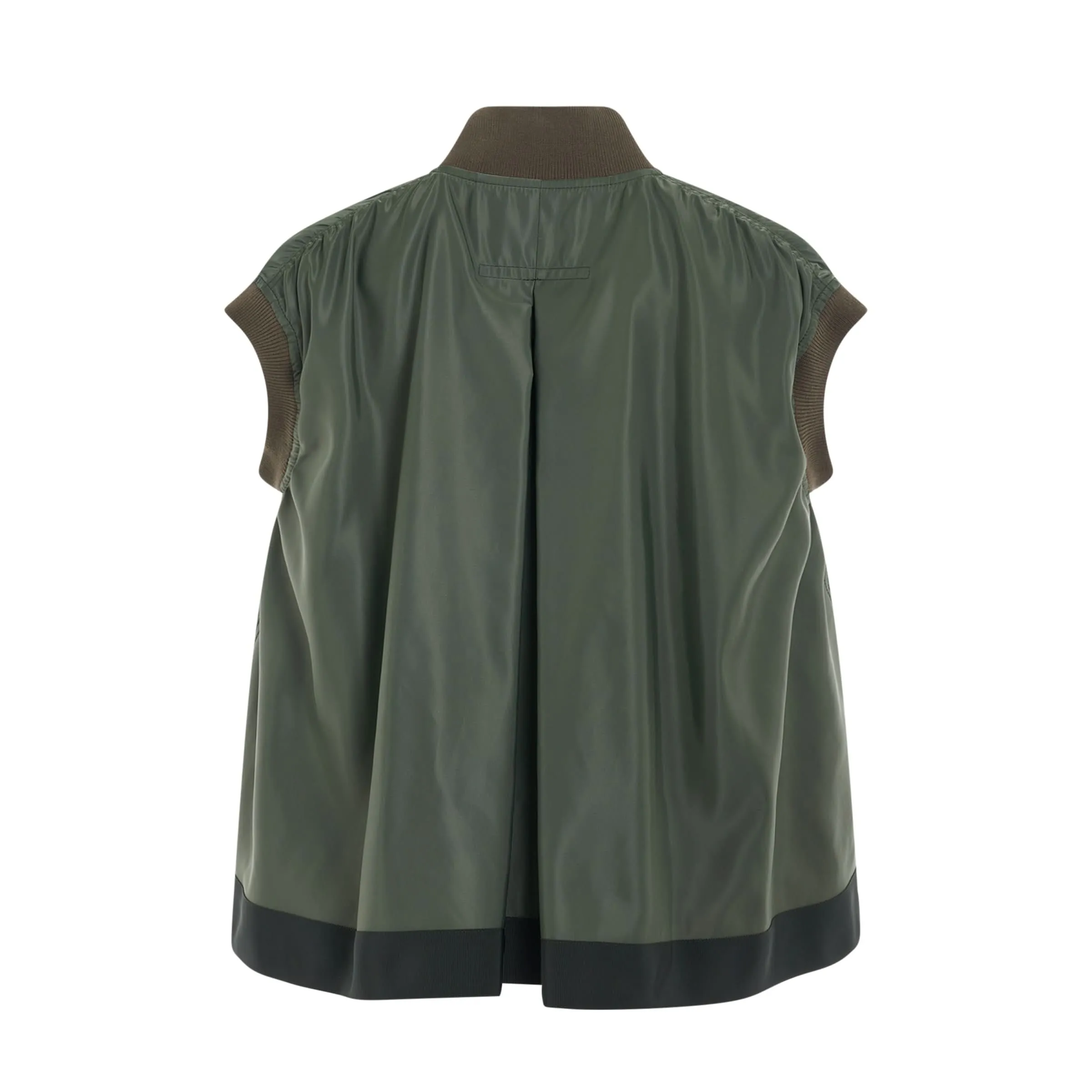 Nylon Twill Vest in Khaki