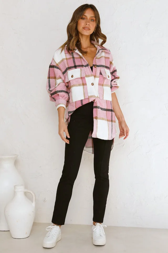 Pink Tartan Plaid Shacket