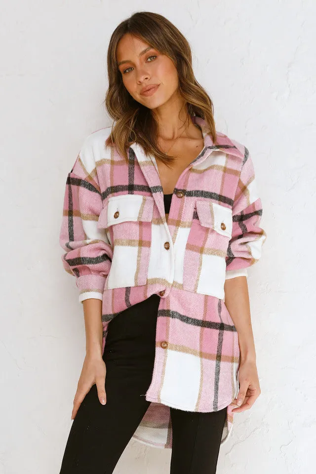 Pink Tartan Plaid Shacket