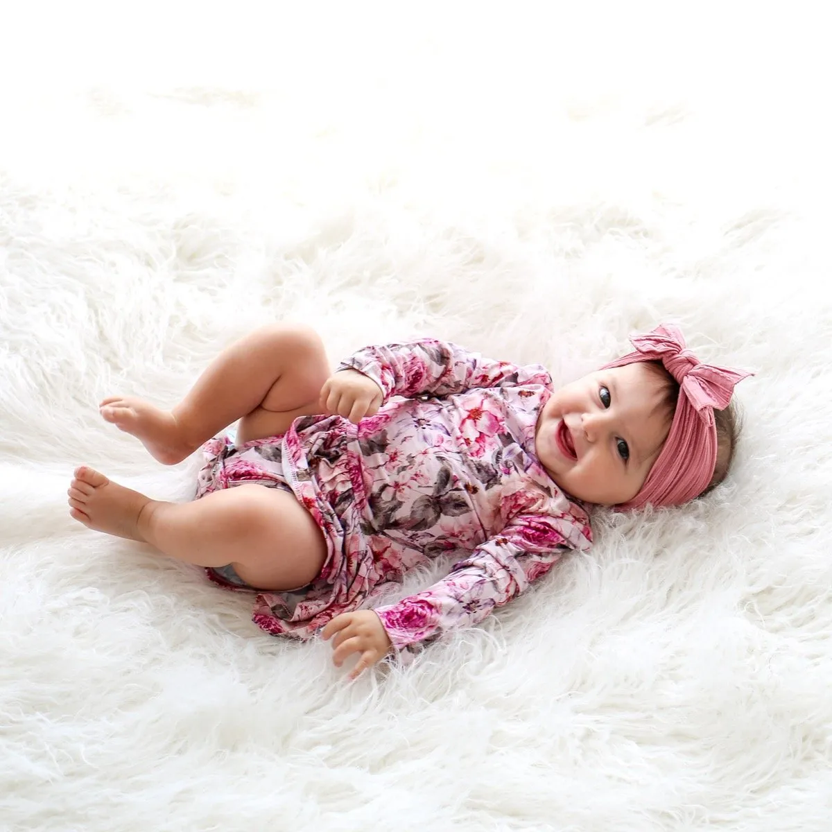 Posh Peanut Elise Floral L/S Twirl Skirt Bodysuit