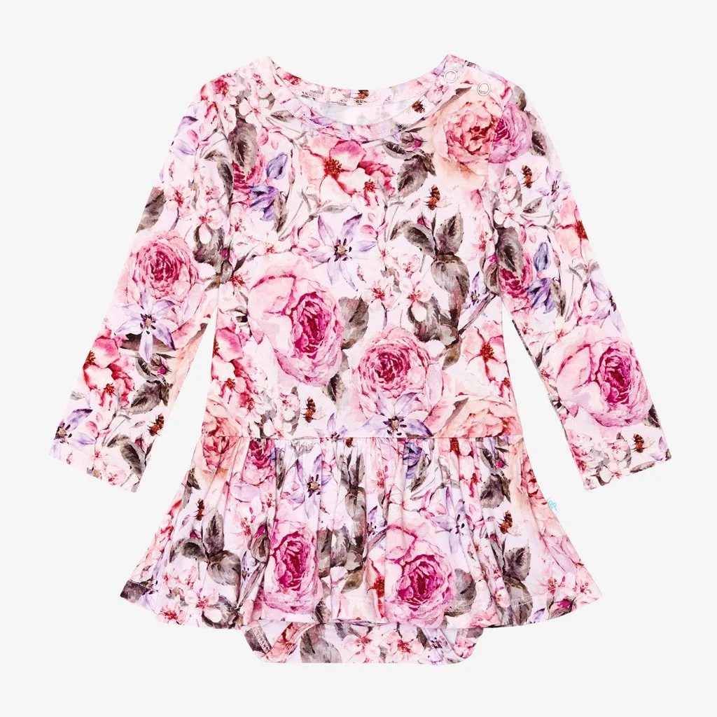 Posh Peanut Elise Floral L/S Twirl Skirt Bodysuit