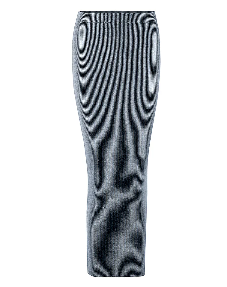 Ribbed Knit Skirt - Shades of Black