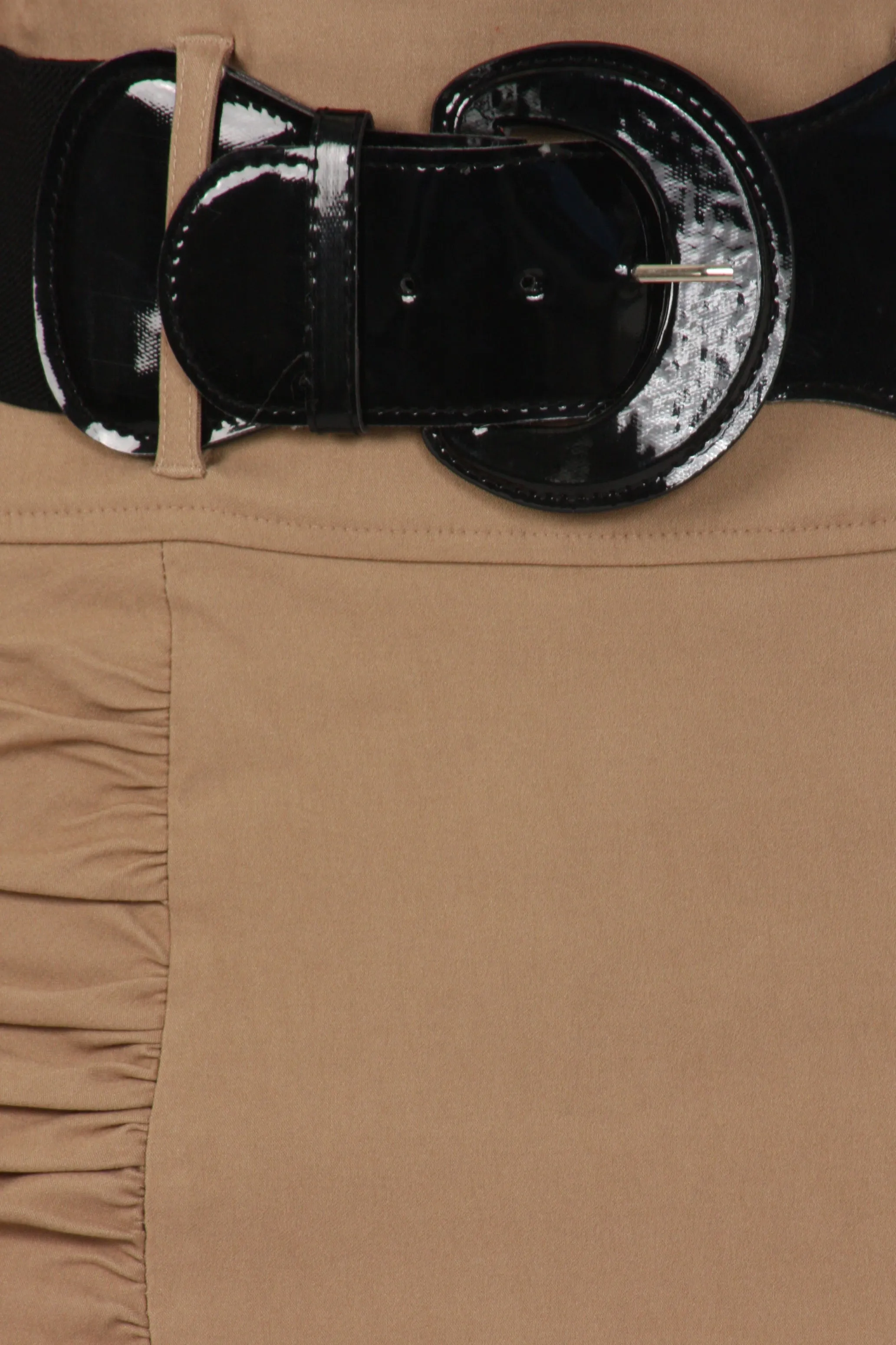 Sakkas Petite High Waist Shirred Stretch Pencil Skirt with Wide Belt