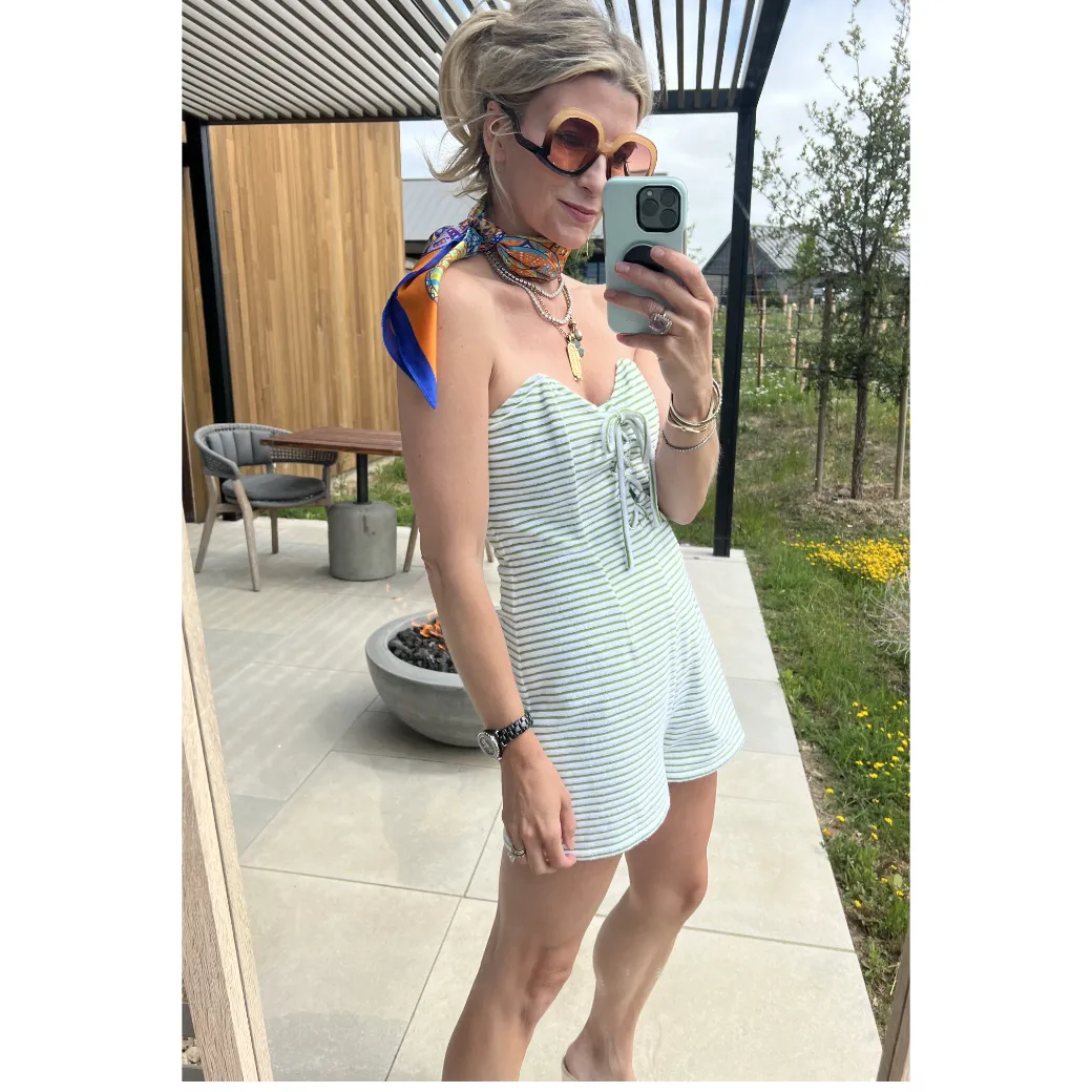 SAMPLE - Barbie Bustier Romper - Terry Cloth