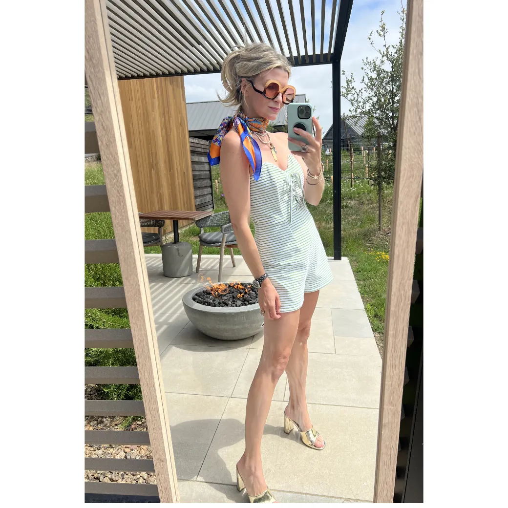 SAMPLE - Barbie Bustier Romper - Terry Cloth