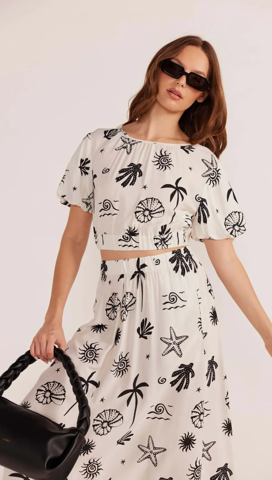 SHELL MIDI SKIRT (IVR/BLK)