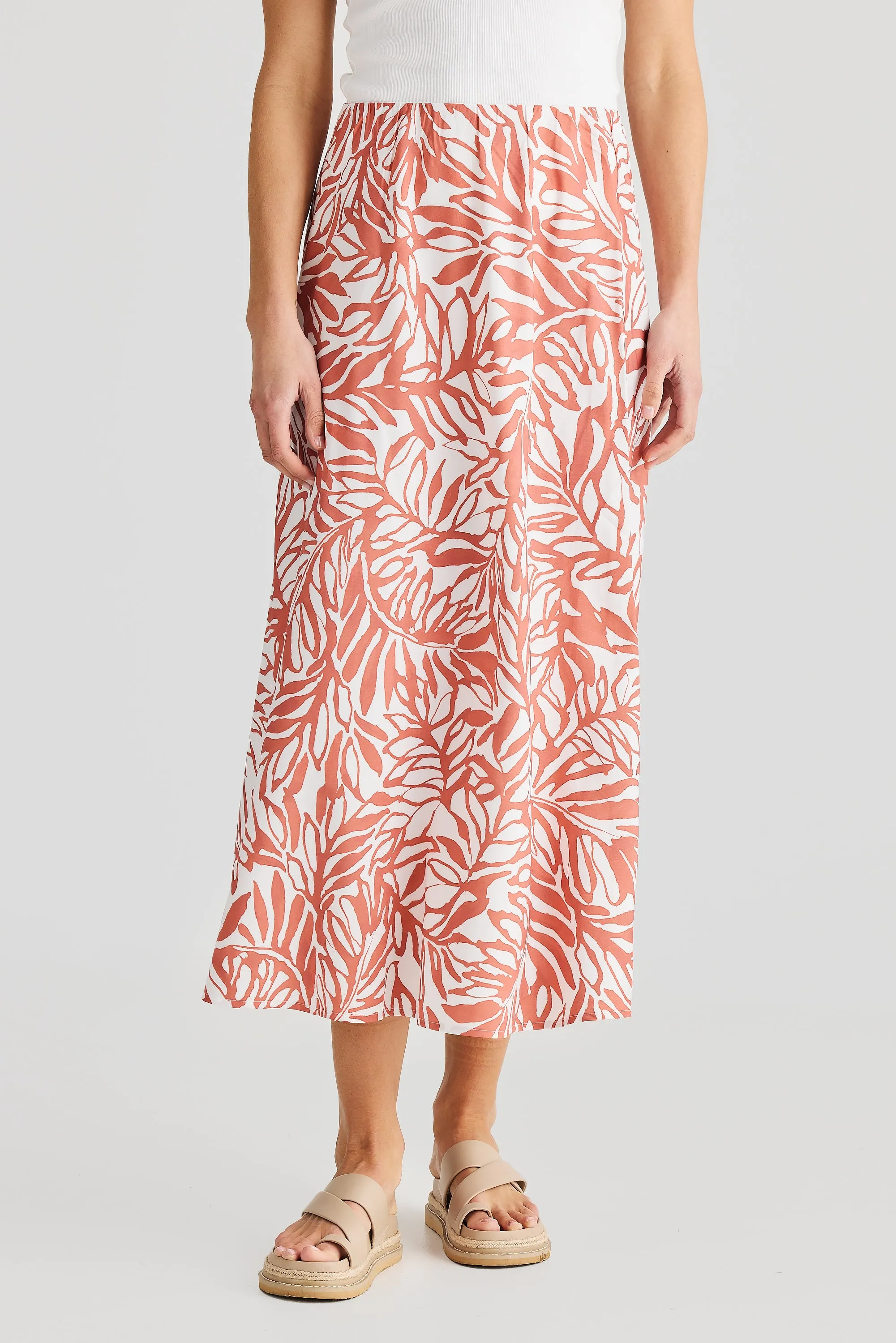 Slip Bias Skirt - Terracotta Stencil