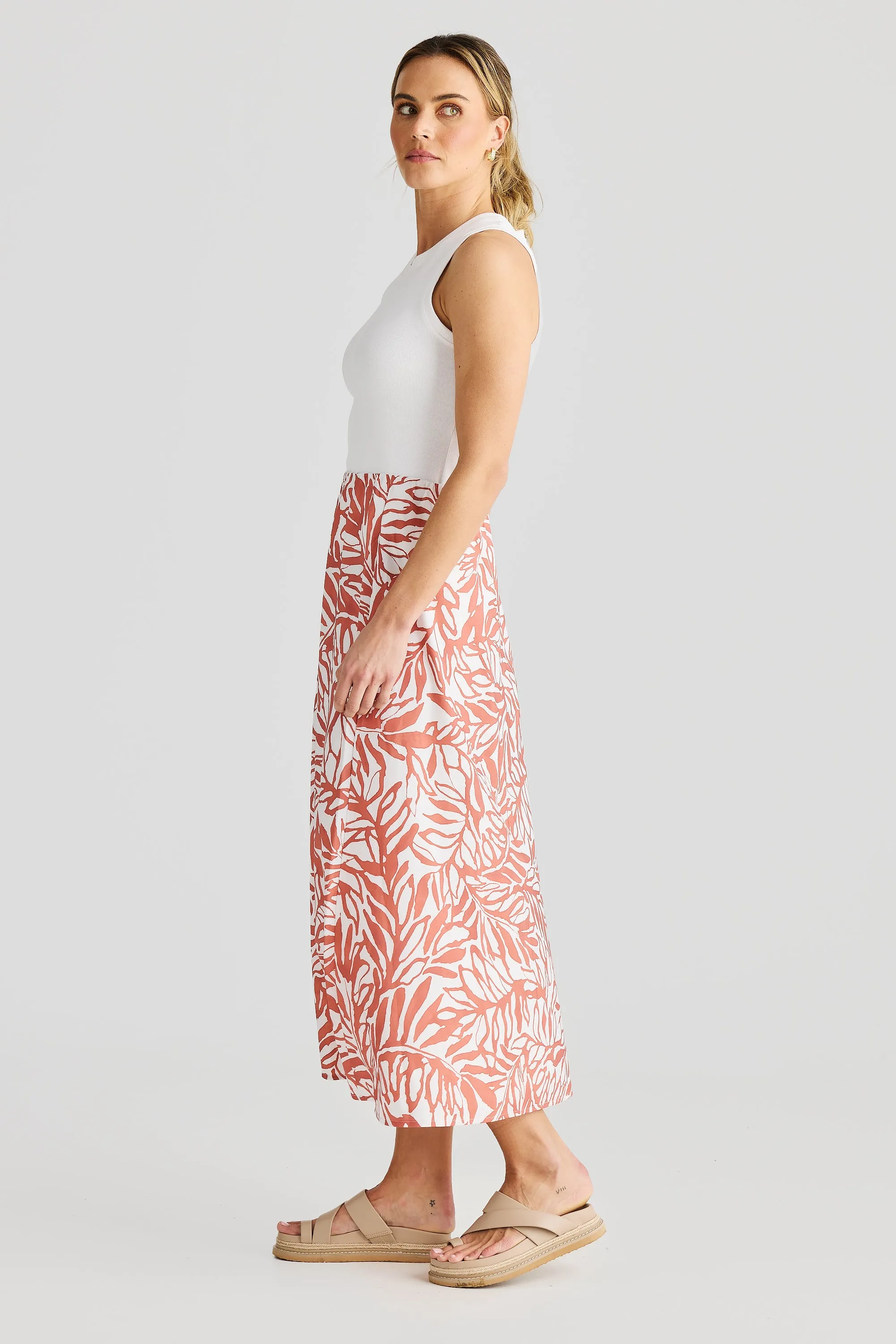 Slip Bias Skirt - Terracotta Stencil