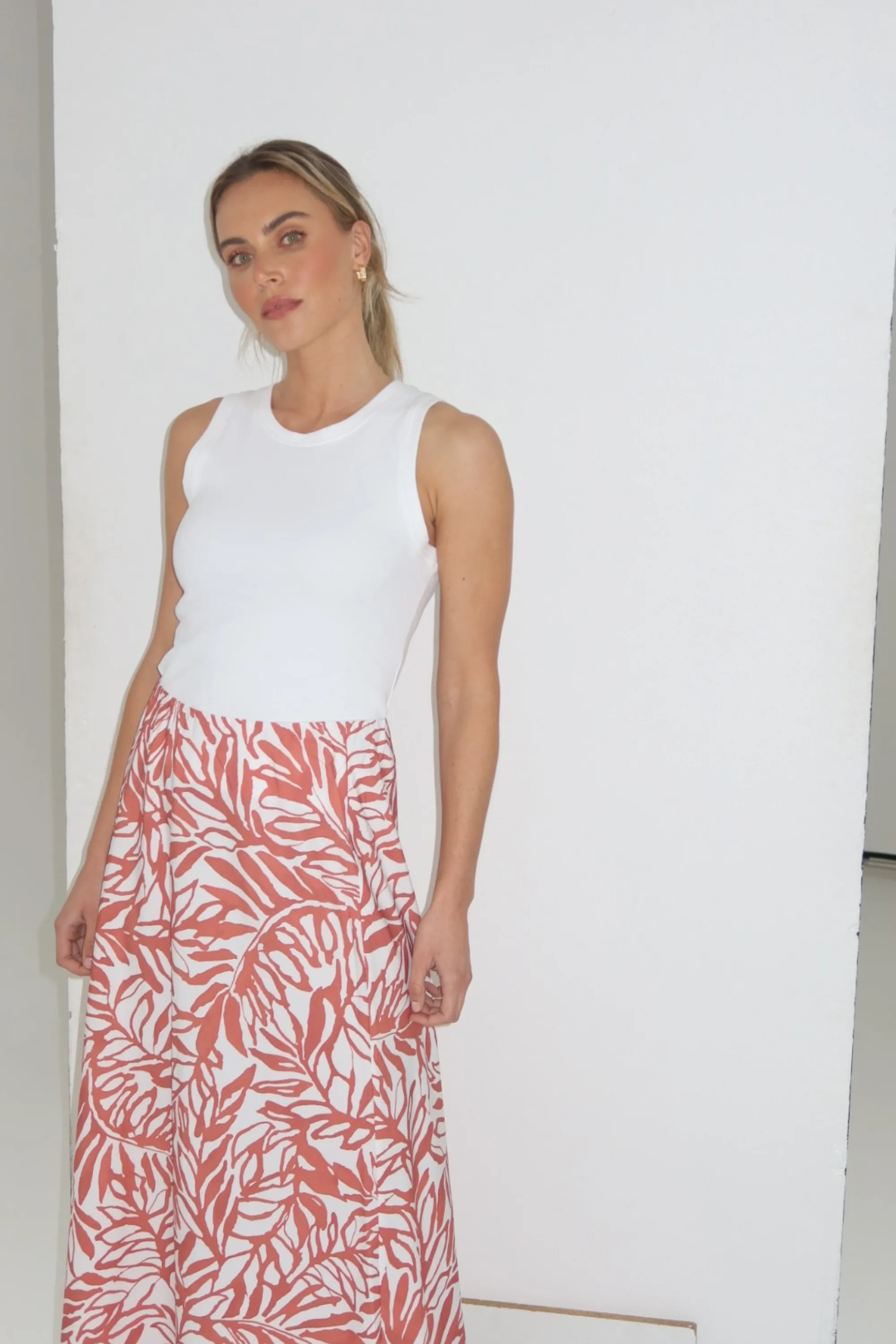 Slip Bias Skirt - Terracotta Stencil