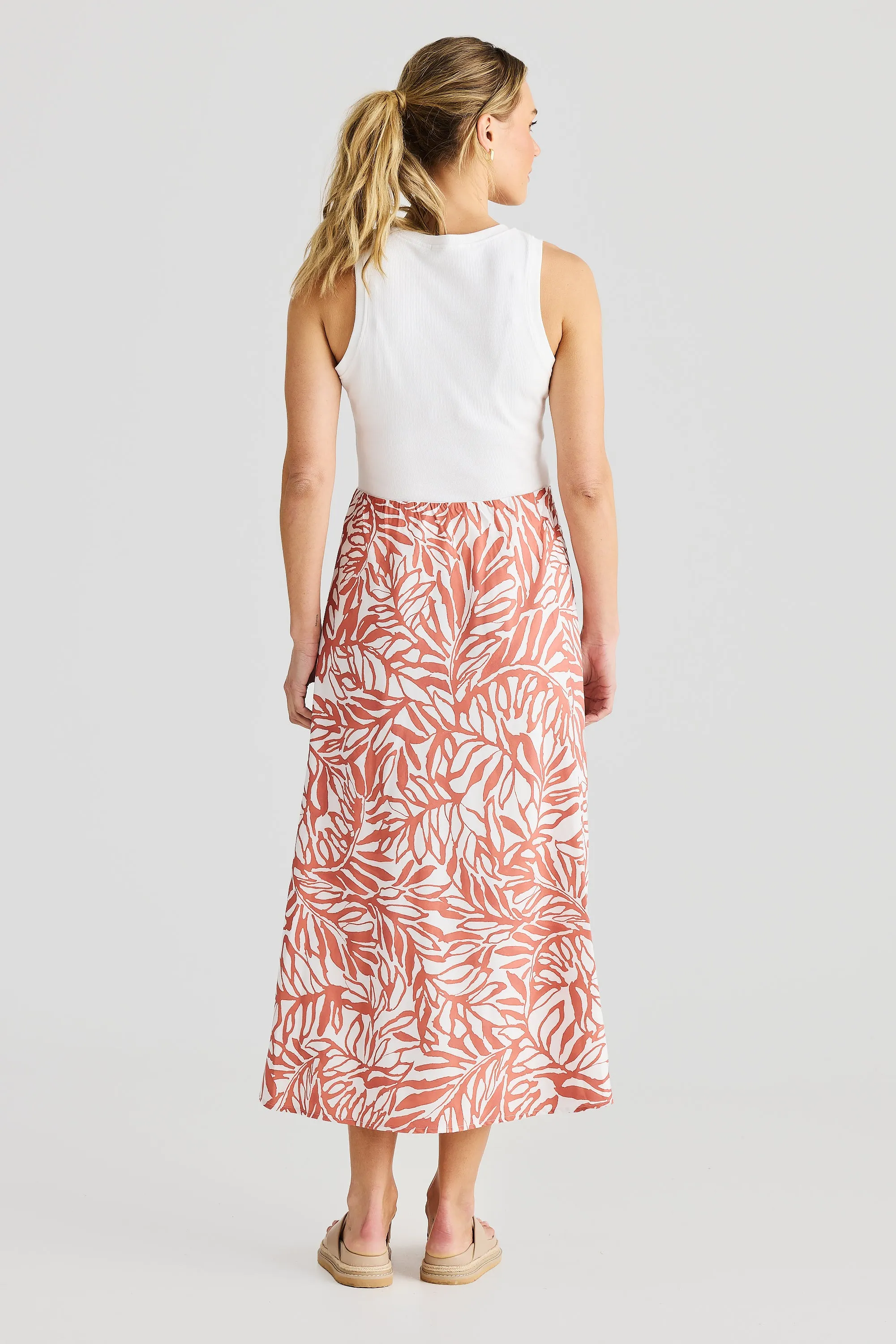 Slip Bias Skirt - Terracotta Stencil
