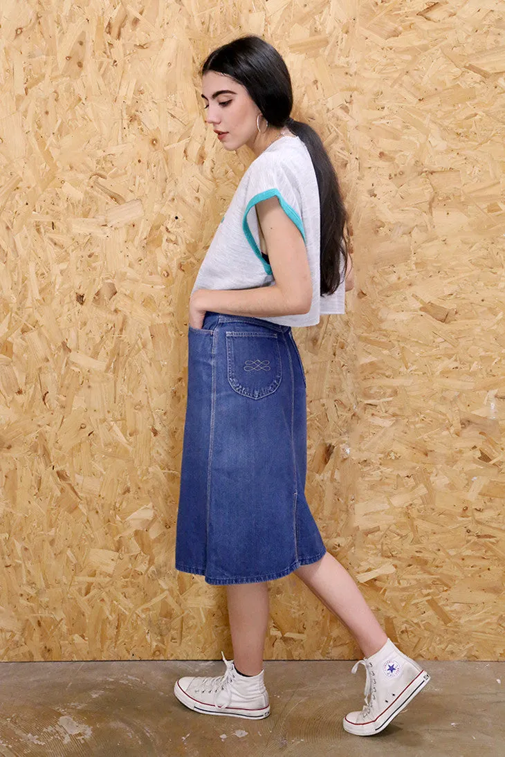 Split 'n' Splice Denim Midi Skirt