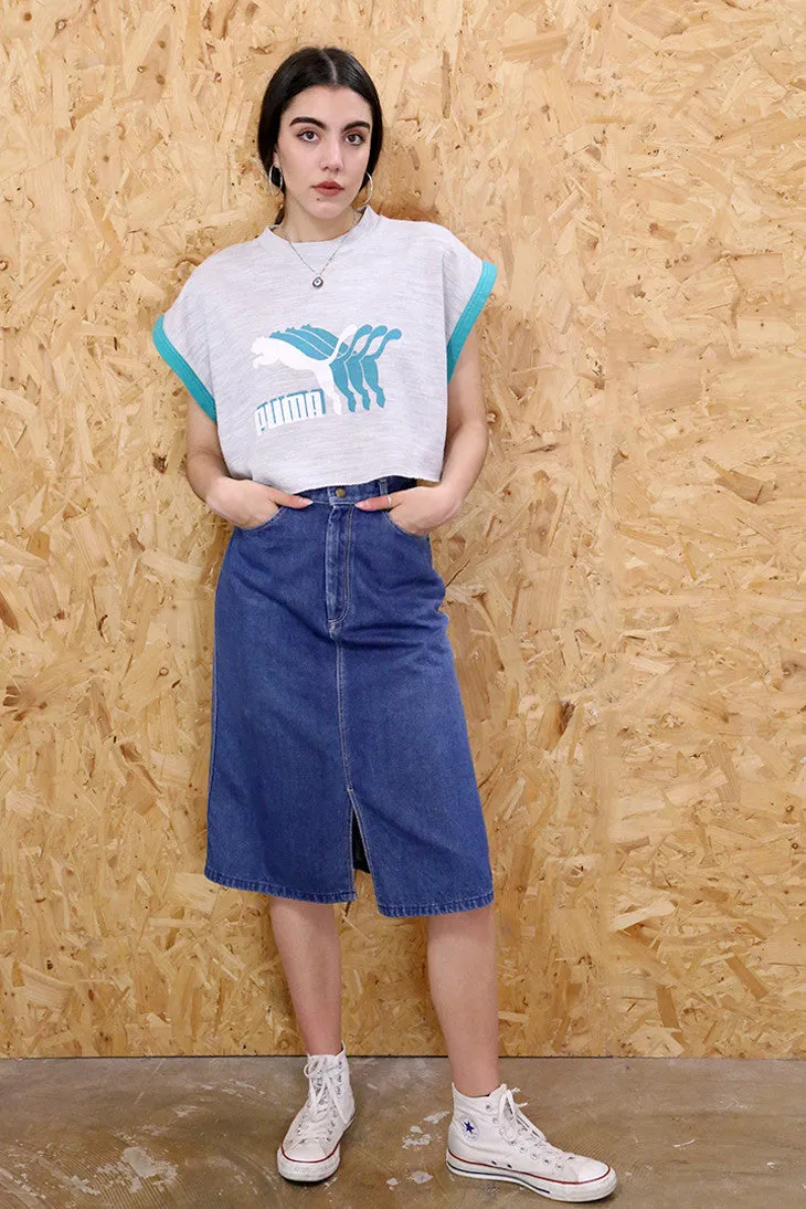 Split 'n' Splice Denim Midi Skirt