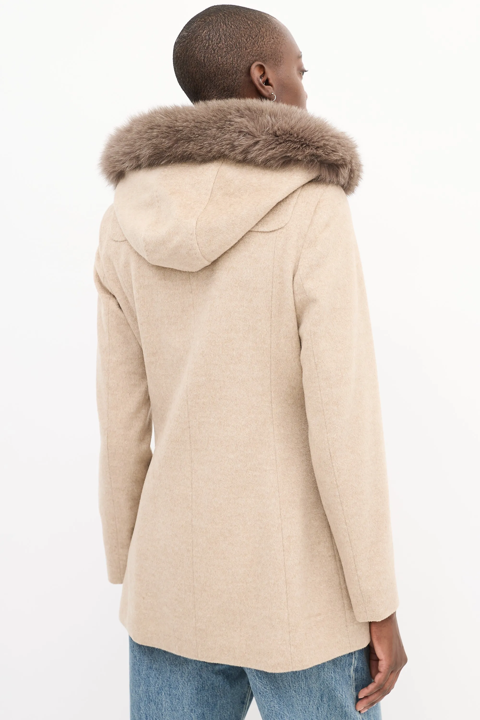Studio Beige Wool Hooded Coat
