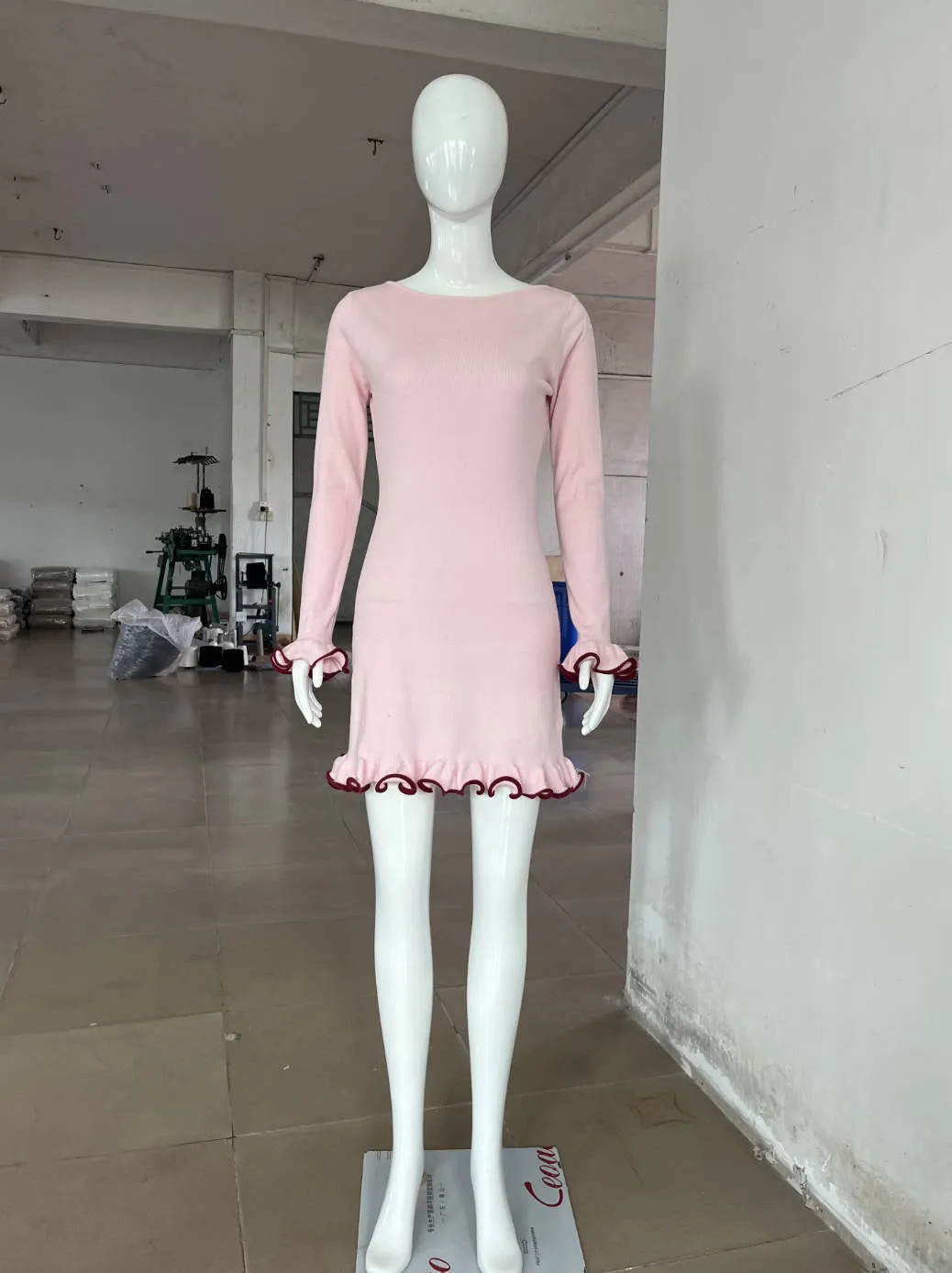 Toleet dress to impress codes Winter Christmas Thanksgiving outfits Wave Edge Dress Sexy Tight Wooden Ear Curling Knitted Skirt Long Sleeve Ball Autumn and Winter Skirt