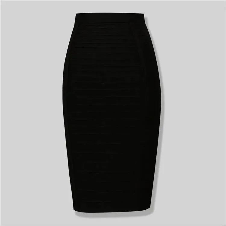 Uniwim High Quality Black Red Blue Orange Zipper Bodycon Rayon Bandage Skirt Day Party Pencil Skirt