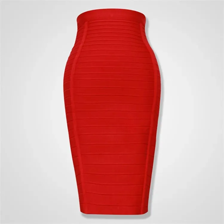 Uniwim High Quality Black Red Blue Orange Zipper Bodycon Rayon Bandage Skirt Day Party Pencil Skirt