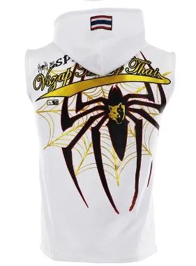 Vszap Spider VTT020 Muay Thai Boxing Vest Hooded Zipper Tank Top S-4XL White