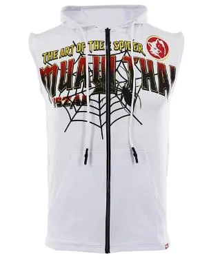 Vszap Spider VTT020 Muay Thai Boxing Vest Hooded Zipper Tank Top S-4XL White