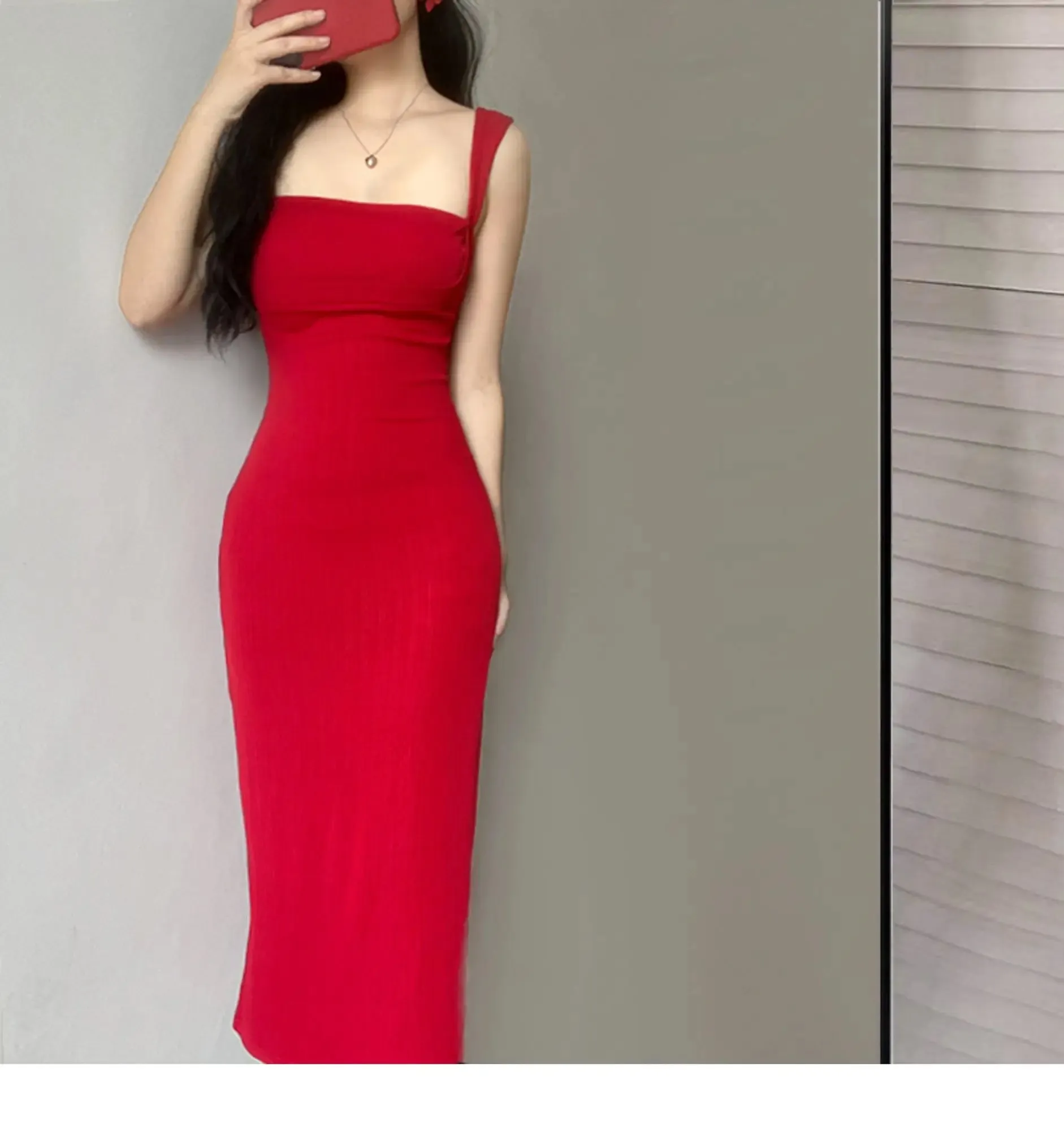 WOMENGAGA Red Dress Mini Summer 2023 New Sexy Short Female Dress Elegant Hot Sexy Korean Women Dresses Sweet 2023 94S6