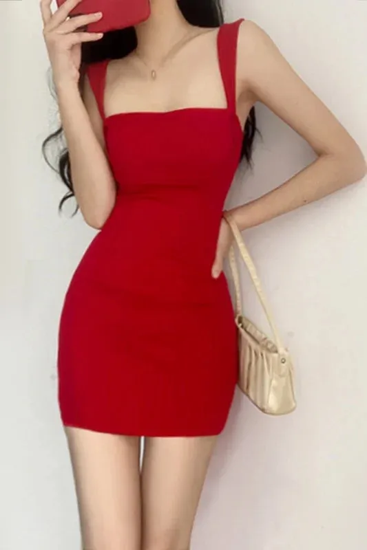 WOMENGAGA Red Dress Mini Summer 2023 New Sexy Short Female Dress Elegant Hot Sexy Korean Women Dresses Sweet 2023 94S6