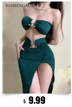 WOMENGAGA Red Dress Mini Summer 2023 New Sexy Short Female Dress Elegant Hot Sexy Korean Women Dresses Sweet 2023 94S6