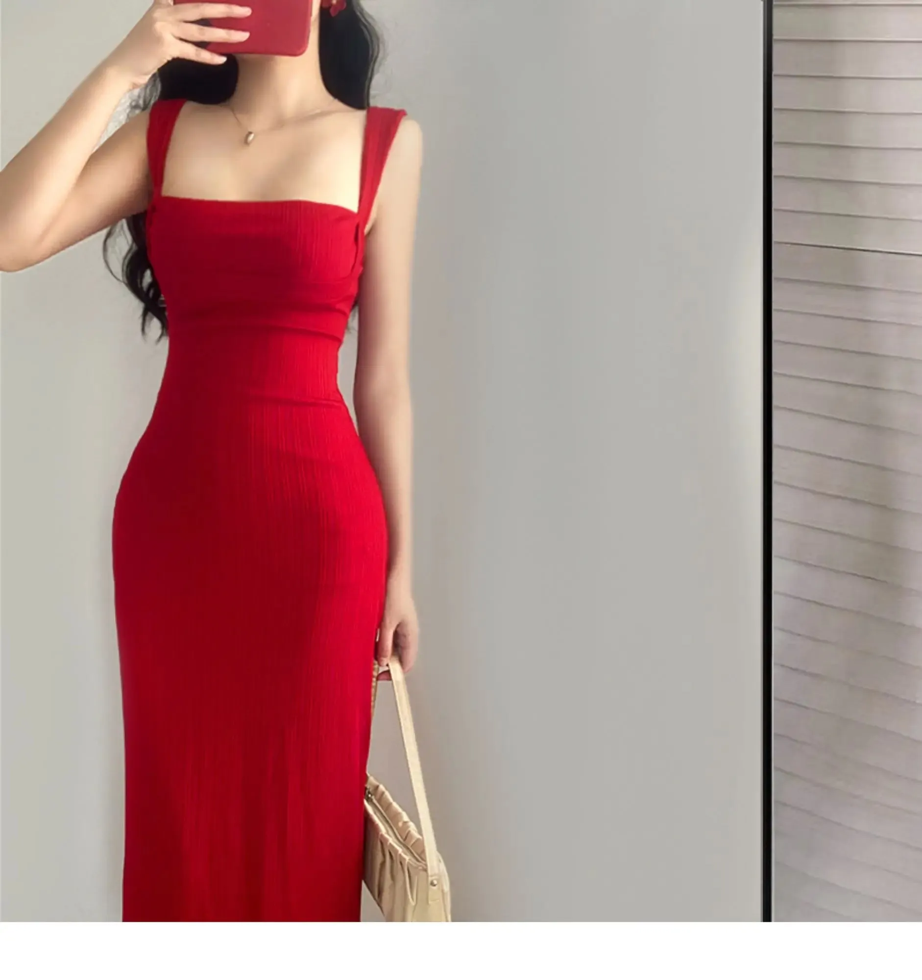 WOMENGAGA Red Dress Mini Summer 2023 New Sexy Short Female Dress Elegant Hot Sexy Korean Women Dresses Sweet 2023 94S6