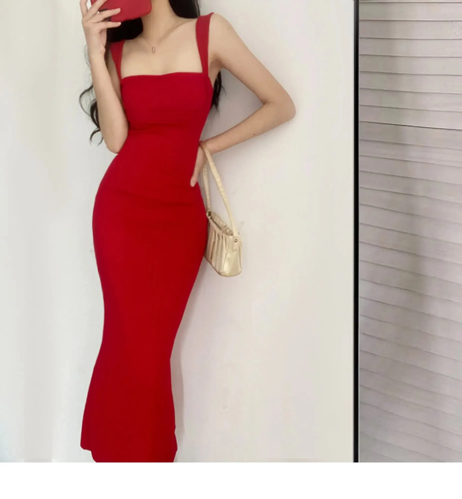 WOMENGAGA Red Dress Mini Summer 2023 New Sexy Short Female Dress Elegant Hot Sexy Korean Women Dresses Sweet 2023 94S6