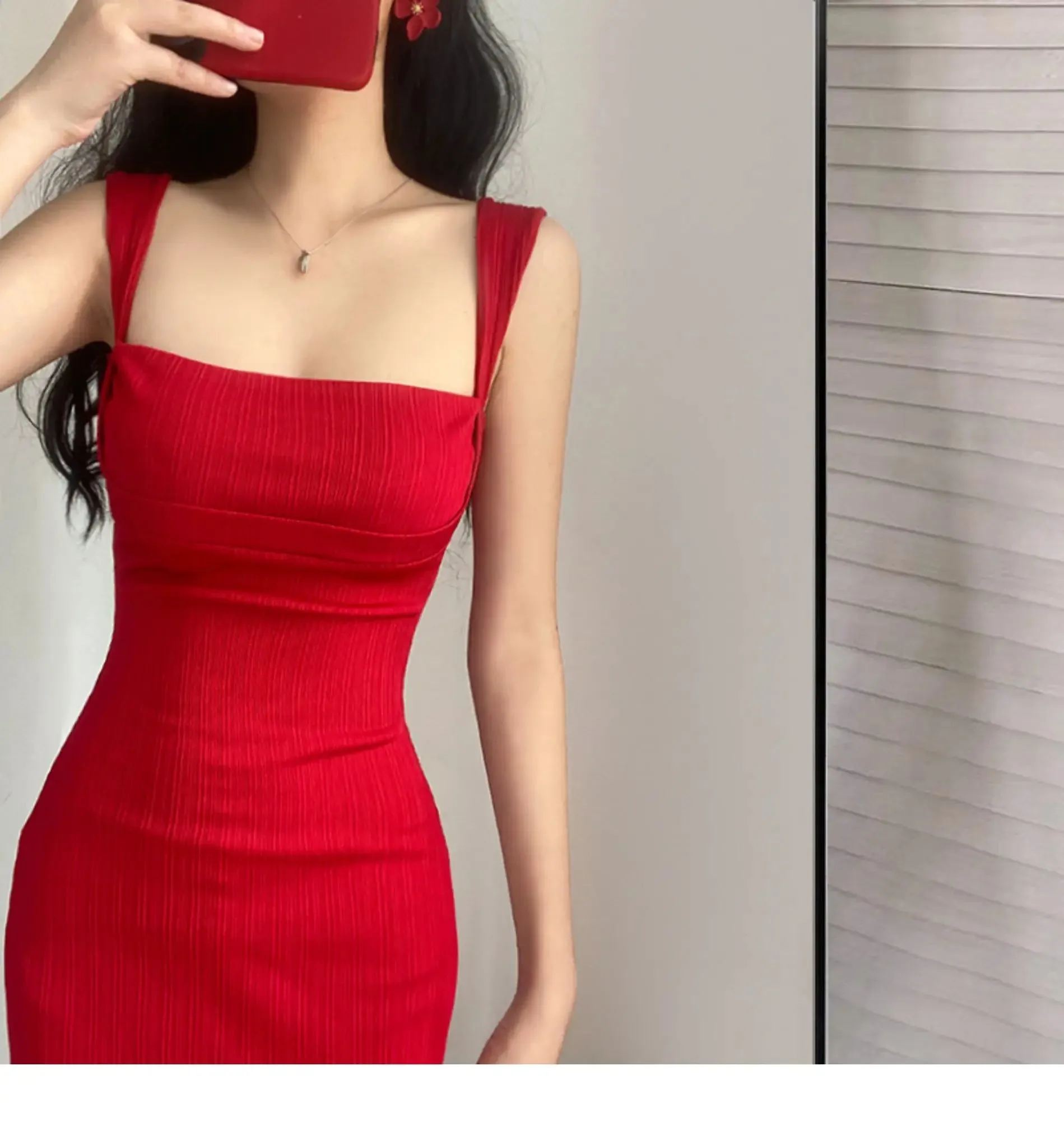 WOMENGAGA Red Dress Mini Summer 2023 New Sexy Short Female Dress Elegant Hot Sexy Korean Women Dresses Sweet 2023 94S6