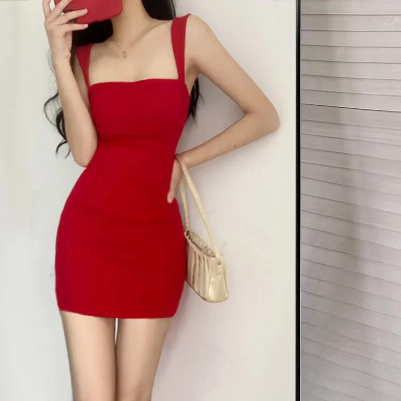 WOMENGAGA Red Dress Mini Summer 2023 New Sexy Short Female Dress Elegant Hot Sexy Korean Women Dresses Sweet 2023 94S6