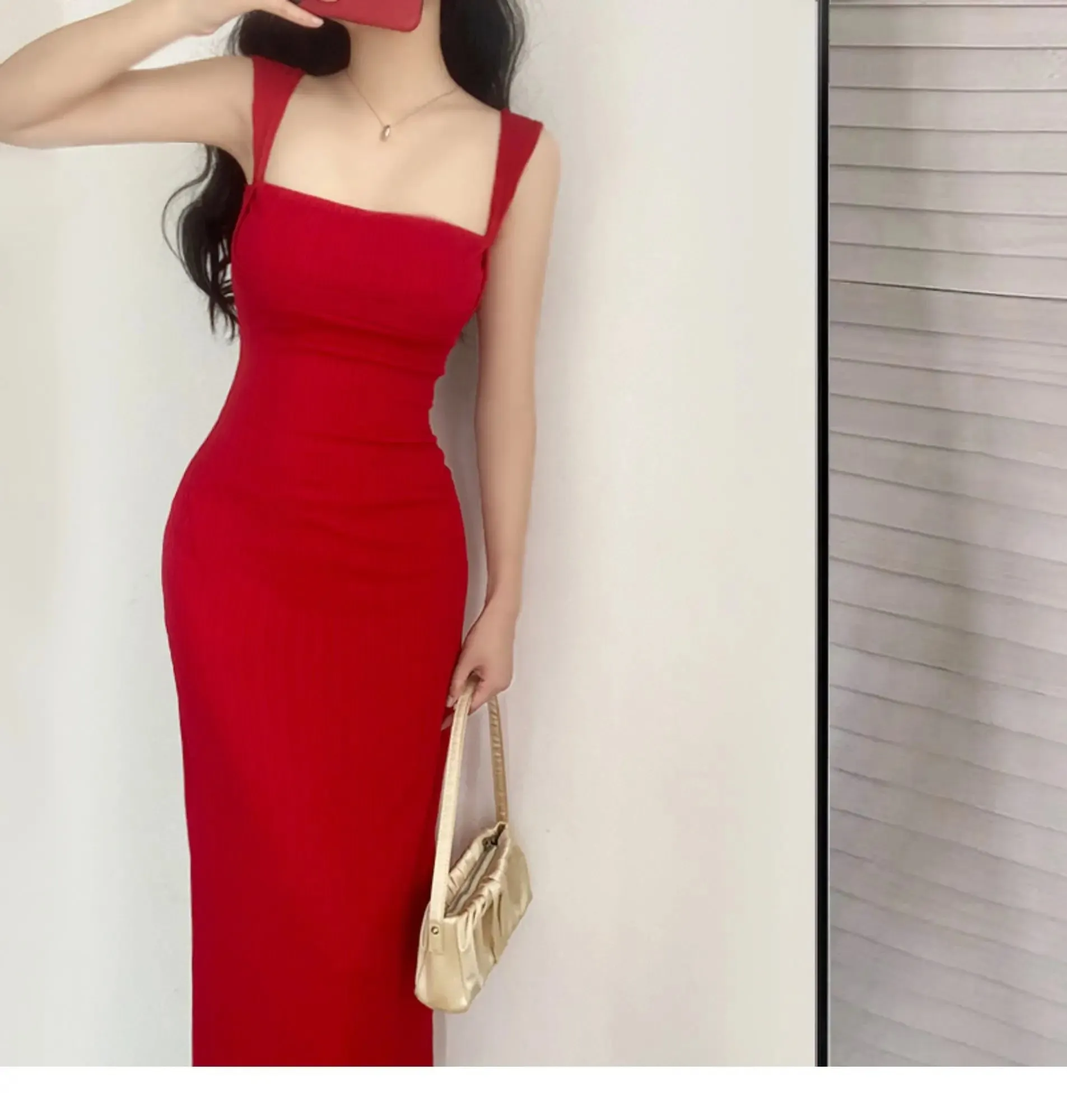 WOMENGAGA Red Dress Mini Summer 2023 New Sexy Short Female Dress Elegant Hot Sexy Korean Women Dresses Sweet 2023 94S6